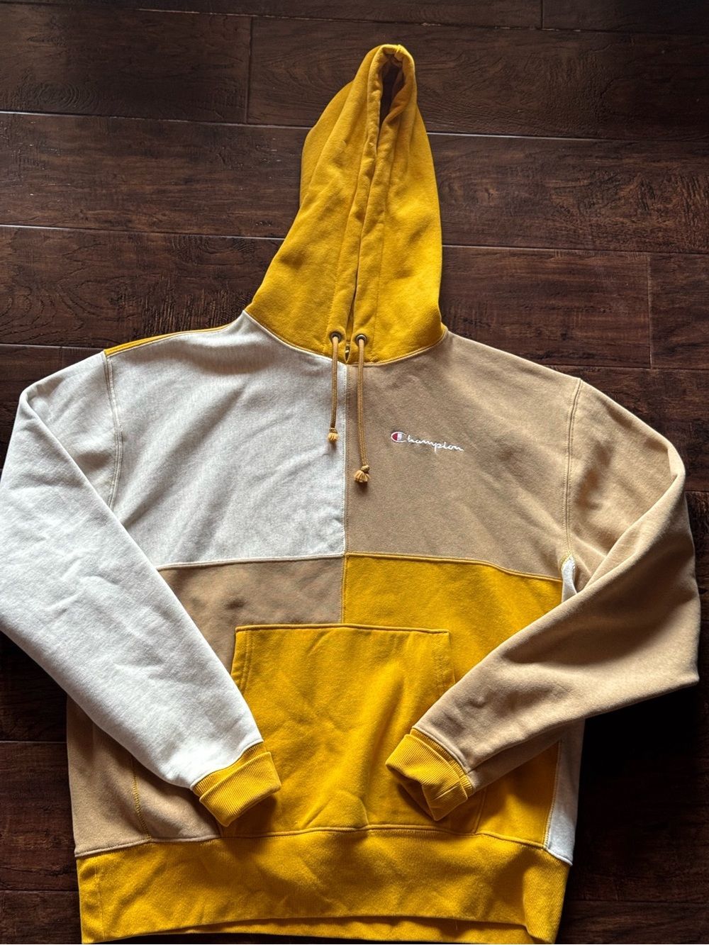 Champion Colorblock Yellow / White Sweatshirt Pullover Size Large